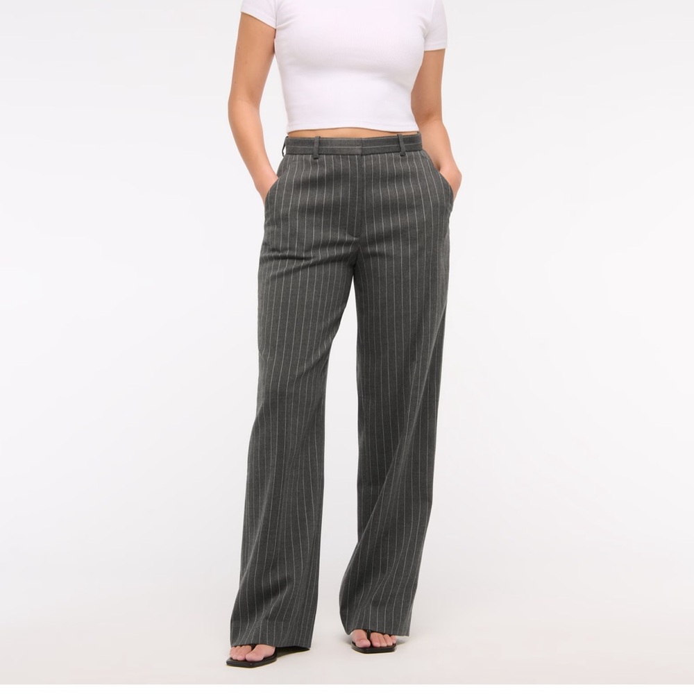 Abercrombie & Fitch Charcoal Pinstripe Wide Leg Pants
